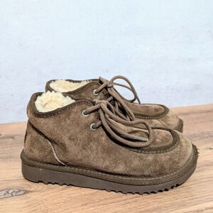 UGG Australia Kids Neumel Suede Lace-Up Boots Brown Size 2 S/N 5652